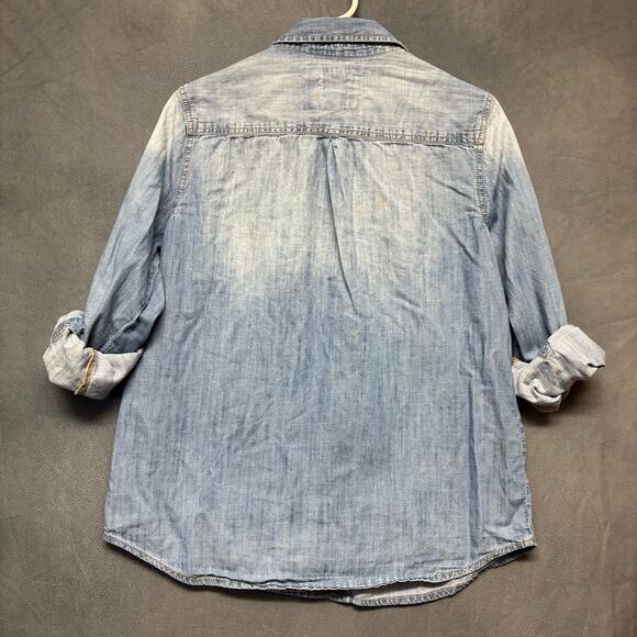 Vintage Arizona Jean Denim Shirt Snap Button Convertible Faded Y2K 90s Western - Picture 3 of 13
